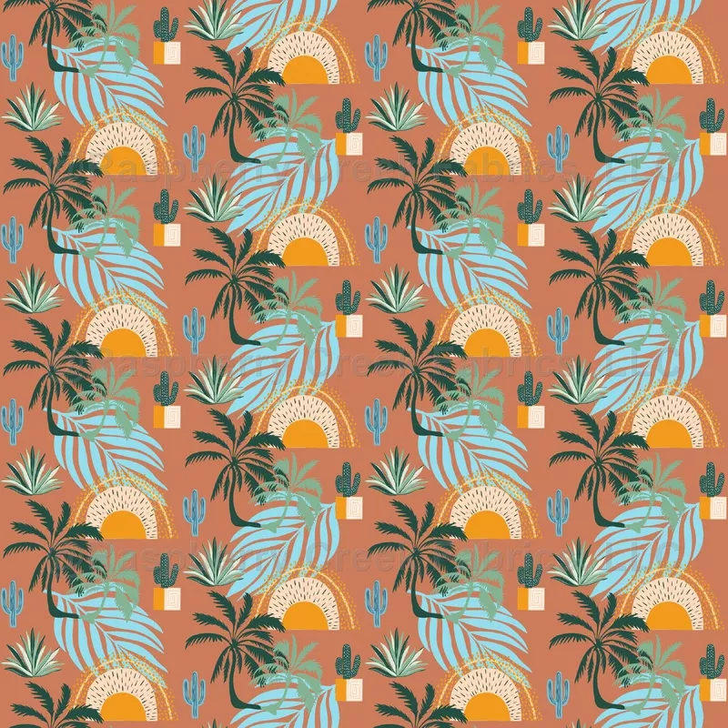 Palm Springs Retro Pattern on Orange – Medium