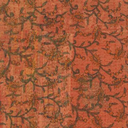 Persimmon/Cream Vine Kantha Cloth