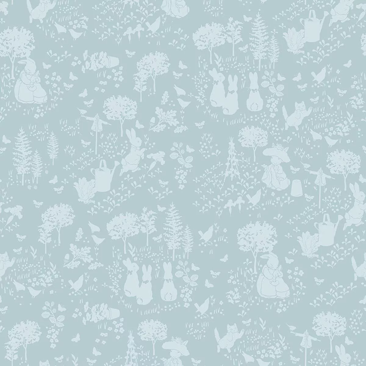 Peter Rabbit & Benjamin Bunny Tonal Garden Blue