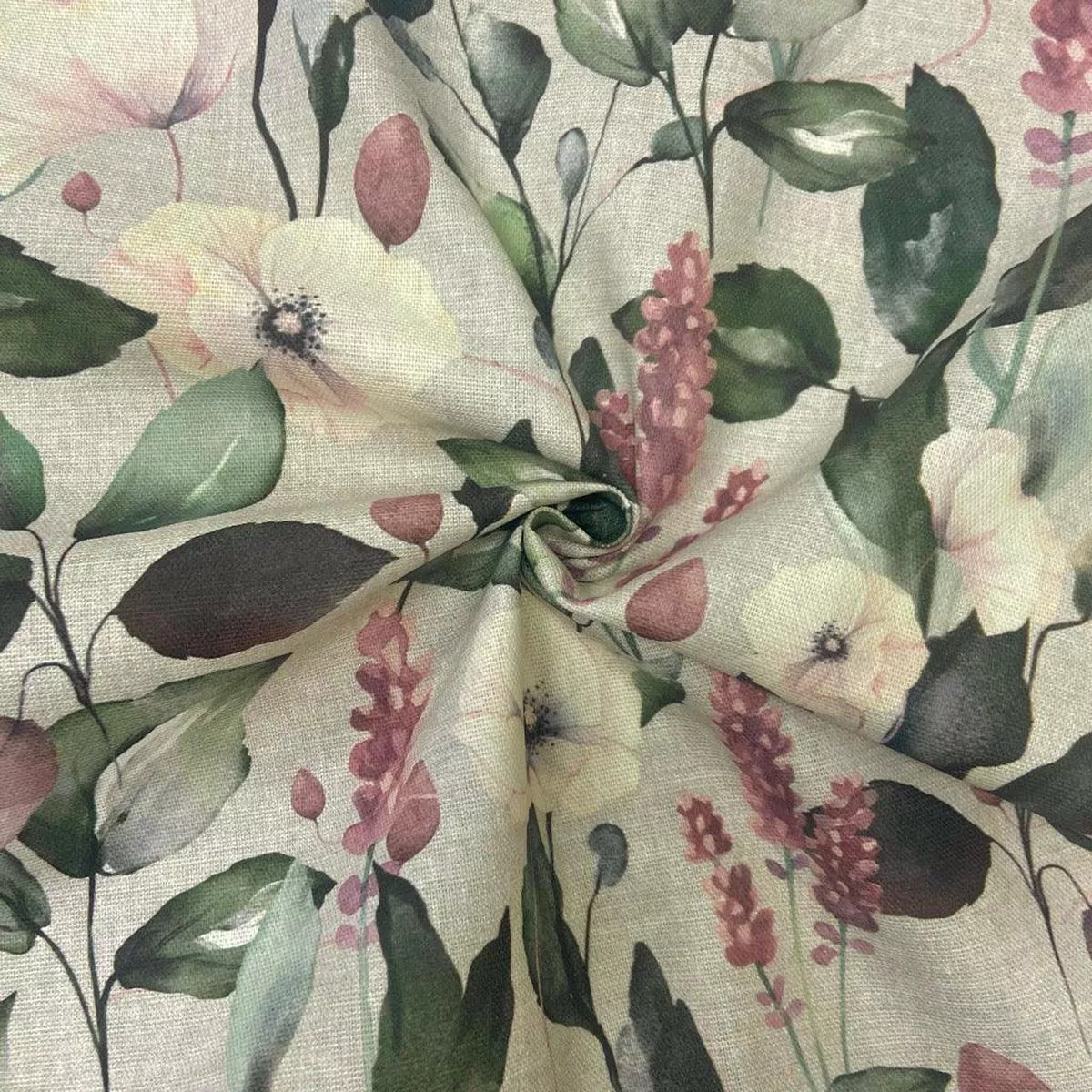 pink-lilac-garden-cotton-canvas-fabric Pink/Lilac Garden Cotton Canvas Fabric