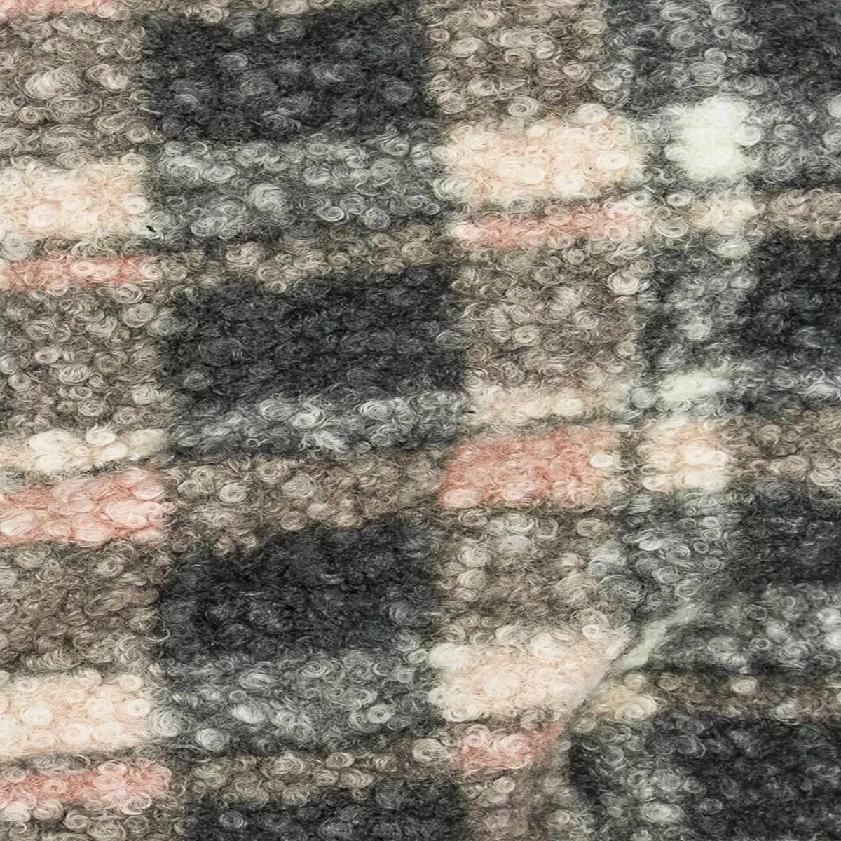 Plaid Teddy Sherpa Grey / Rose / Ivory