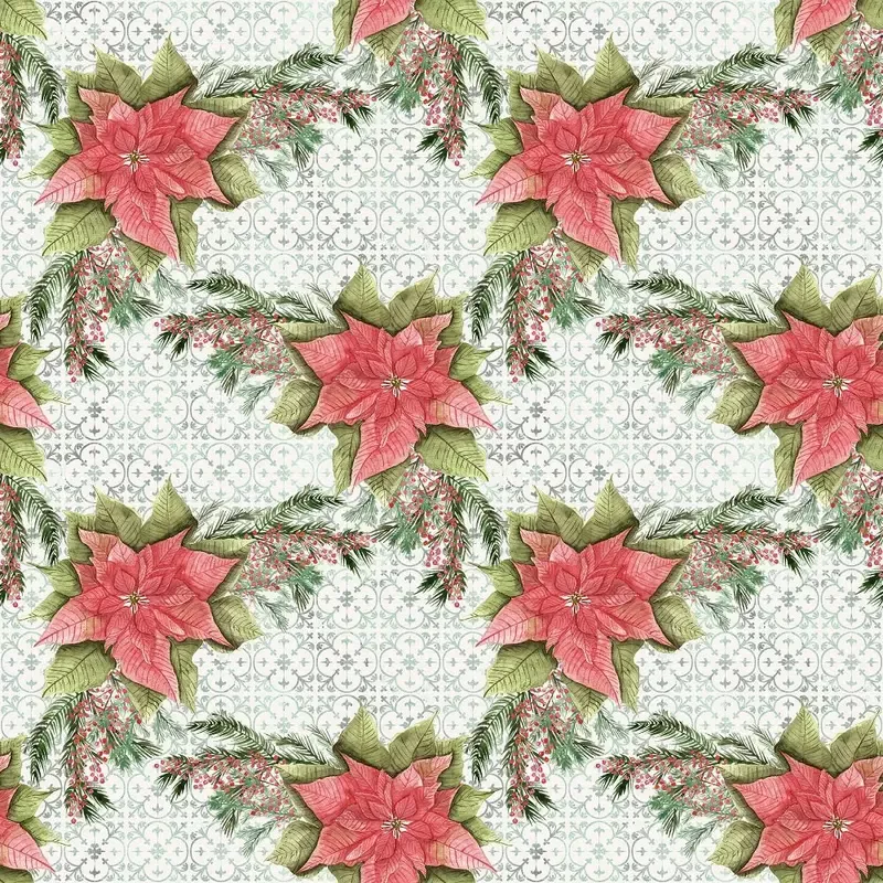 poinsettia-berries-fabric-white Poinsettia Berries Fabric – White