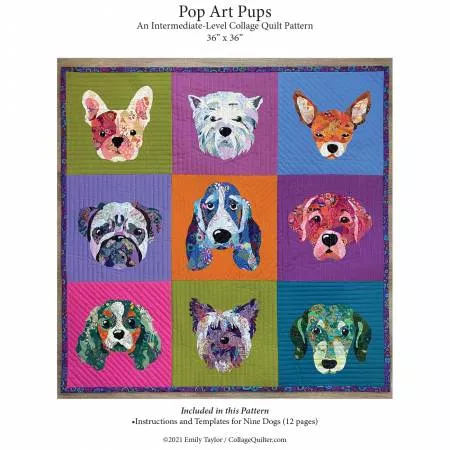 pop-art-pups-collage-quilt-pattern Pop Art Pups Collage Quilt Pattern