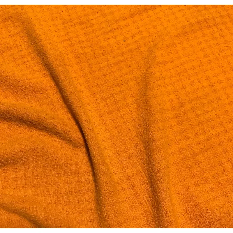 Poppy Orange – Hand Dyed Checkered Weave Silk Noil