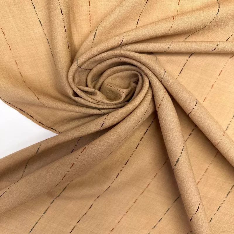Printed Beige Wool Fabric Stripes