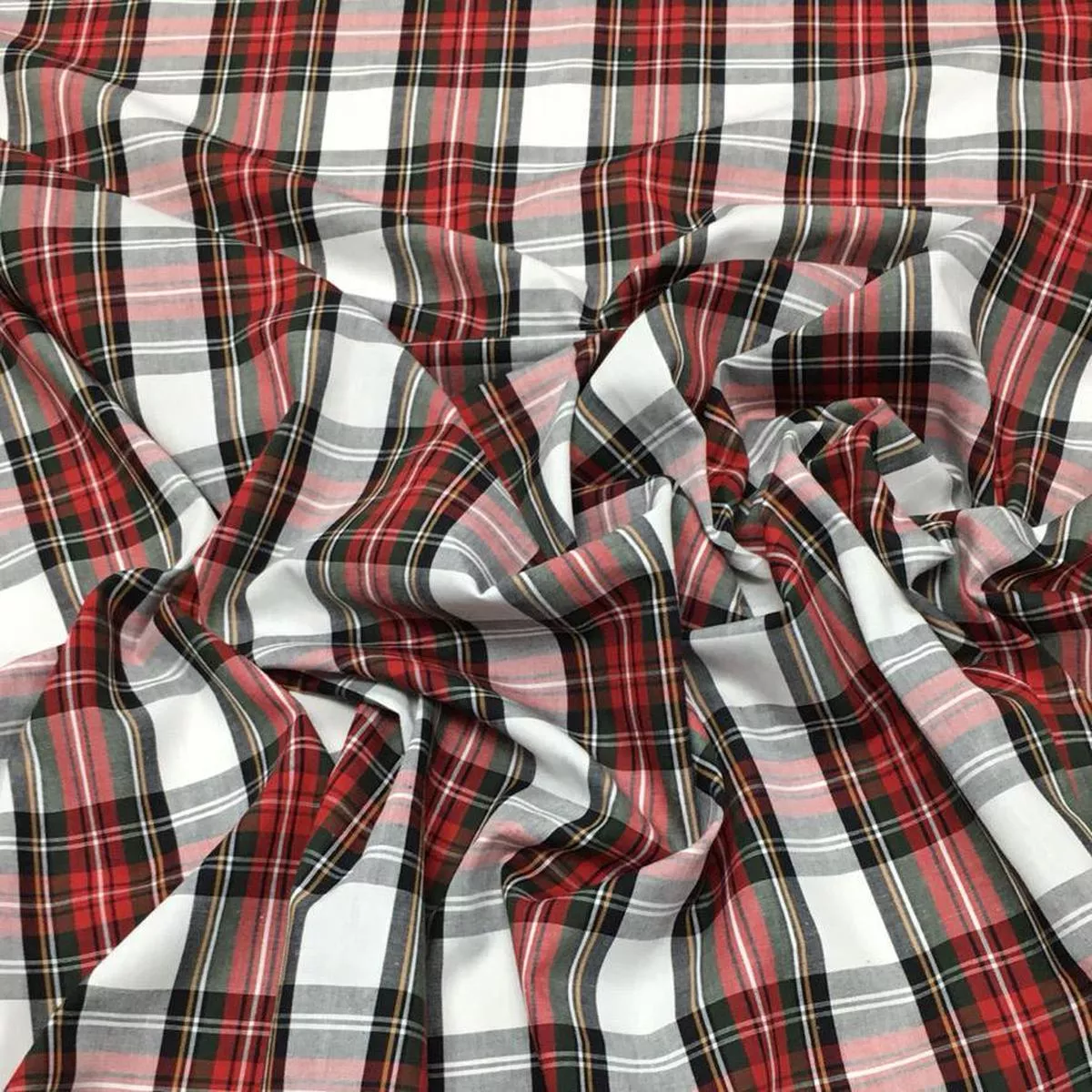 red-white-tartan-cotton-fabric Red and White Tartan Cotton Fabric