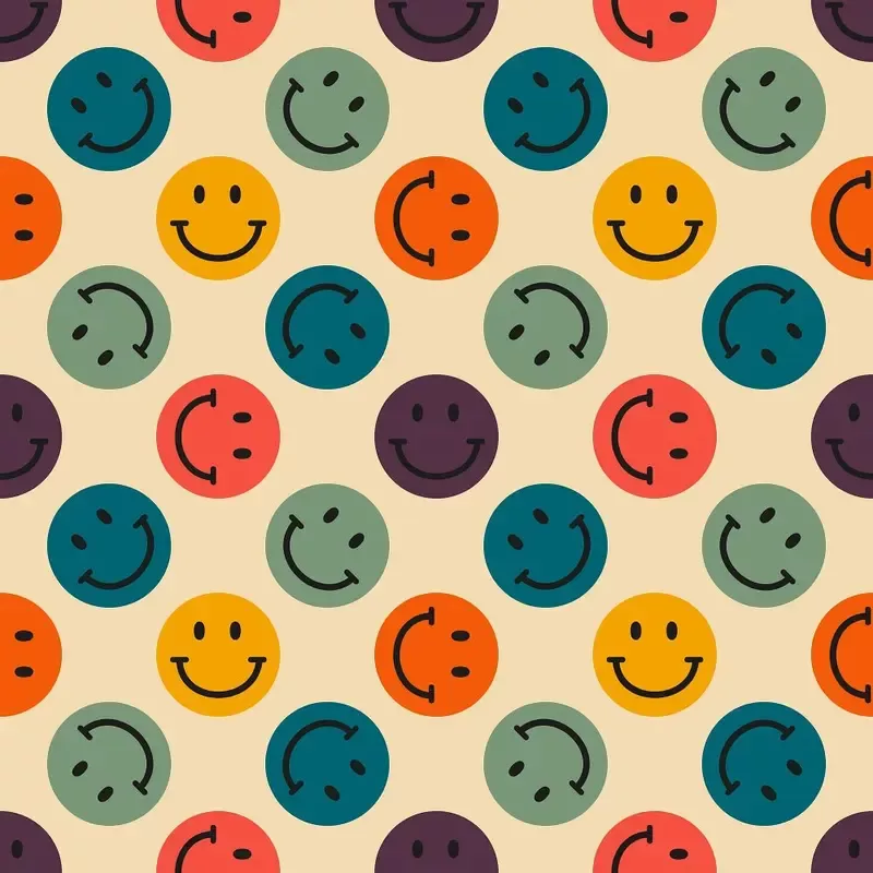 retro-emoji-smiley-faces-fabric-tan Retro Emoji Smiley Faces Fabric – Tan