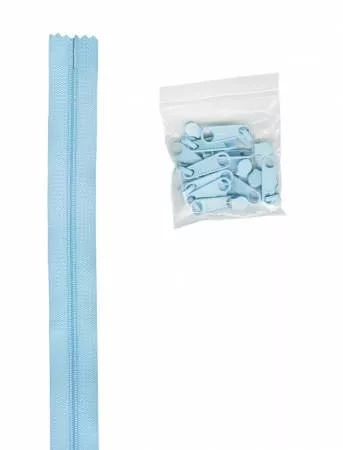 Robin Egg - 4 yards Zipper tape and 16 Pulls