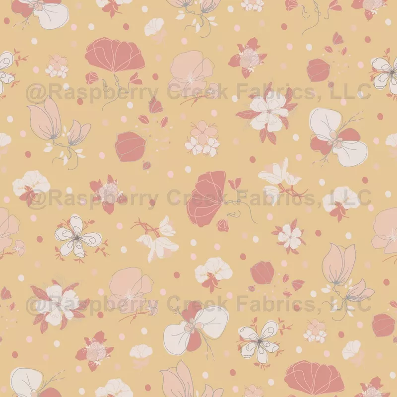 Sketched Flowers on Light Orange