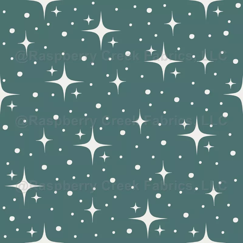 Stars & Dots on Dark Gray Cyan