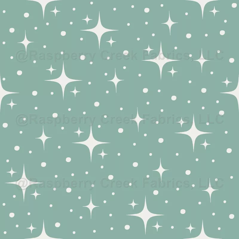 Stars & Dots on Light Gray Turquoise