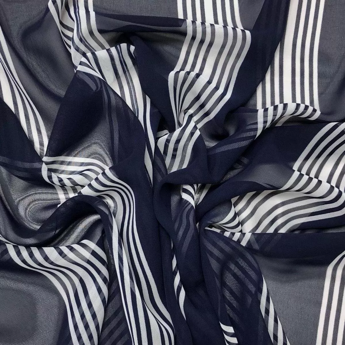 stripes-on-navy-chiffon-fabric Stripes on Navy Chiffon Fabric