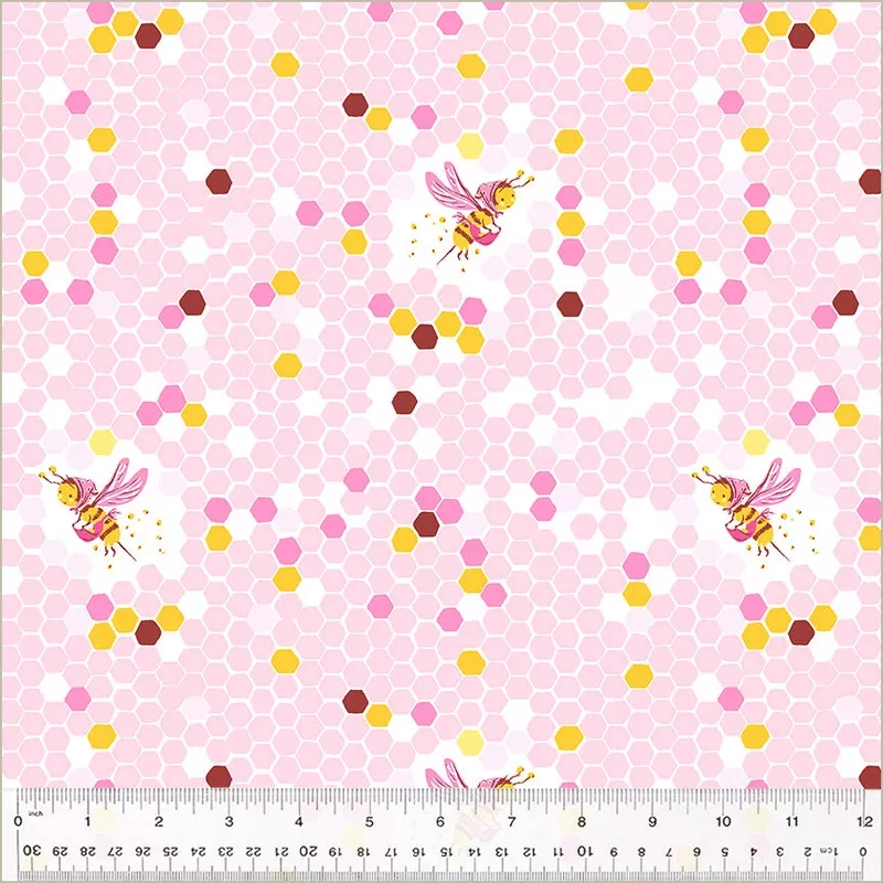 Studio Edit Heather Ross 37025D-6 Pink Hex Bee Cotton