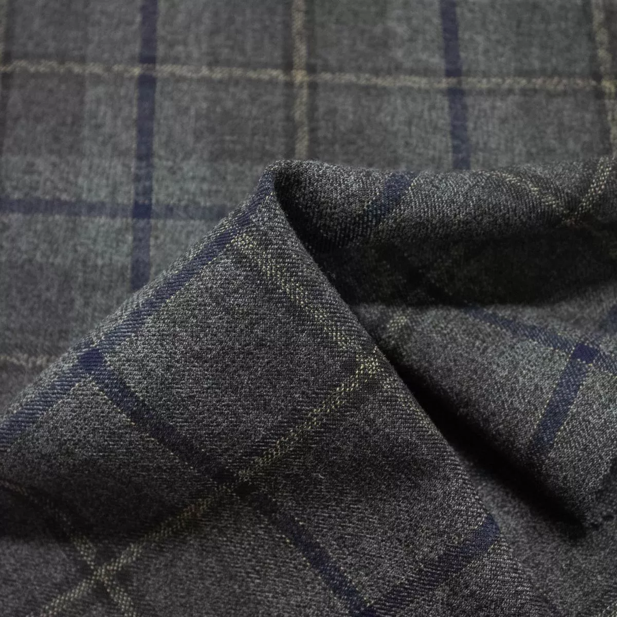taro-grey-check-virgin-wool-suiting-fabric Taro Grey Check Virgin Wool Suiting Fabric