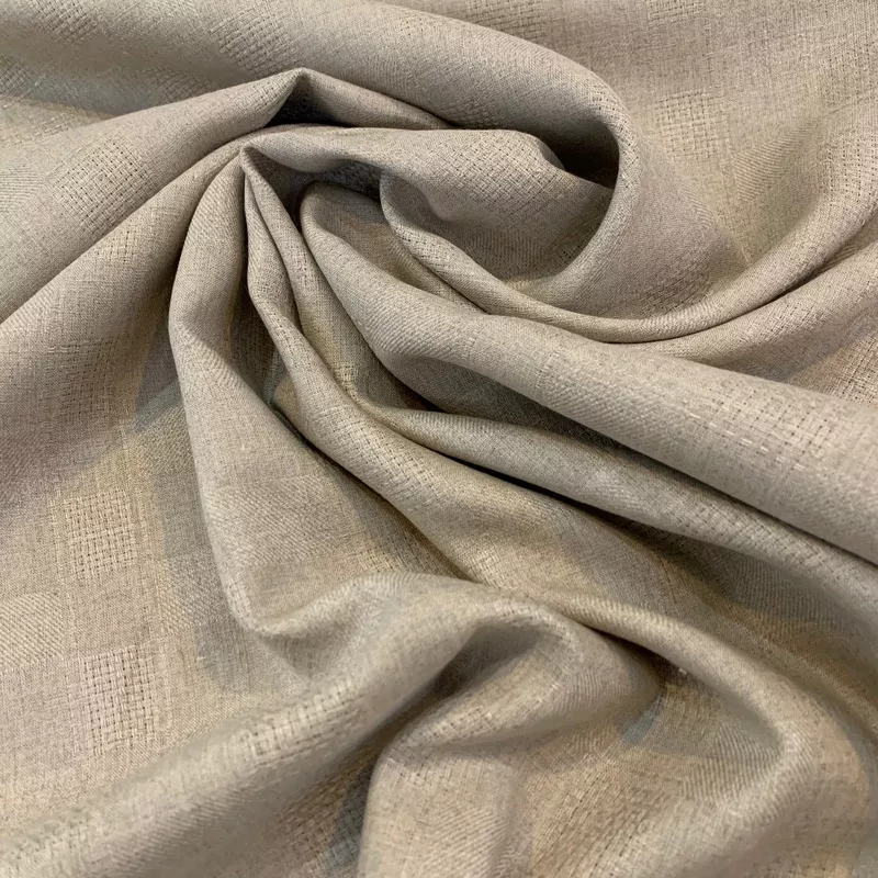 Textured Squares Linen Fabric – Oatmeal