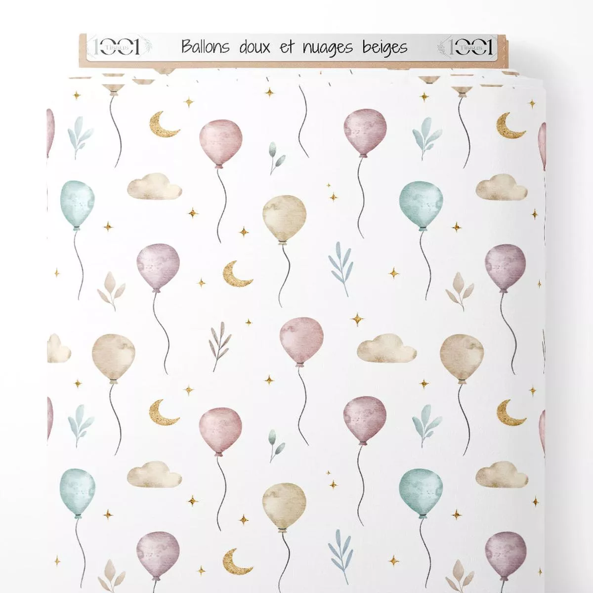tissu-ballons-doux-et-nuages-beiges Tissu – Ballons doux et nuages beiges