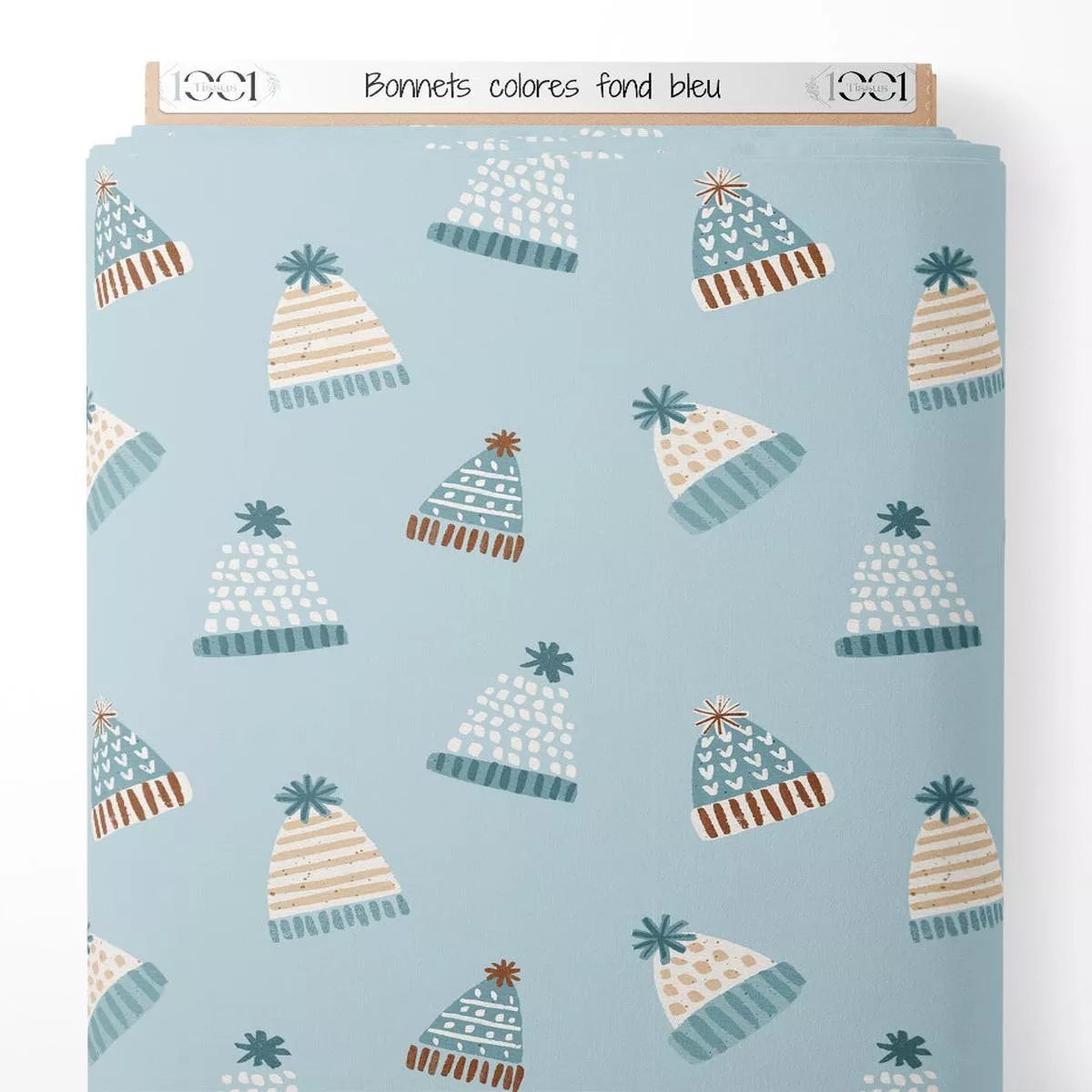 tissu-bonnets-colors-sur-fond-bleu Tissu – Bonnets colors sur fond bleu