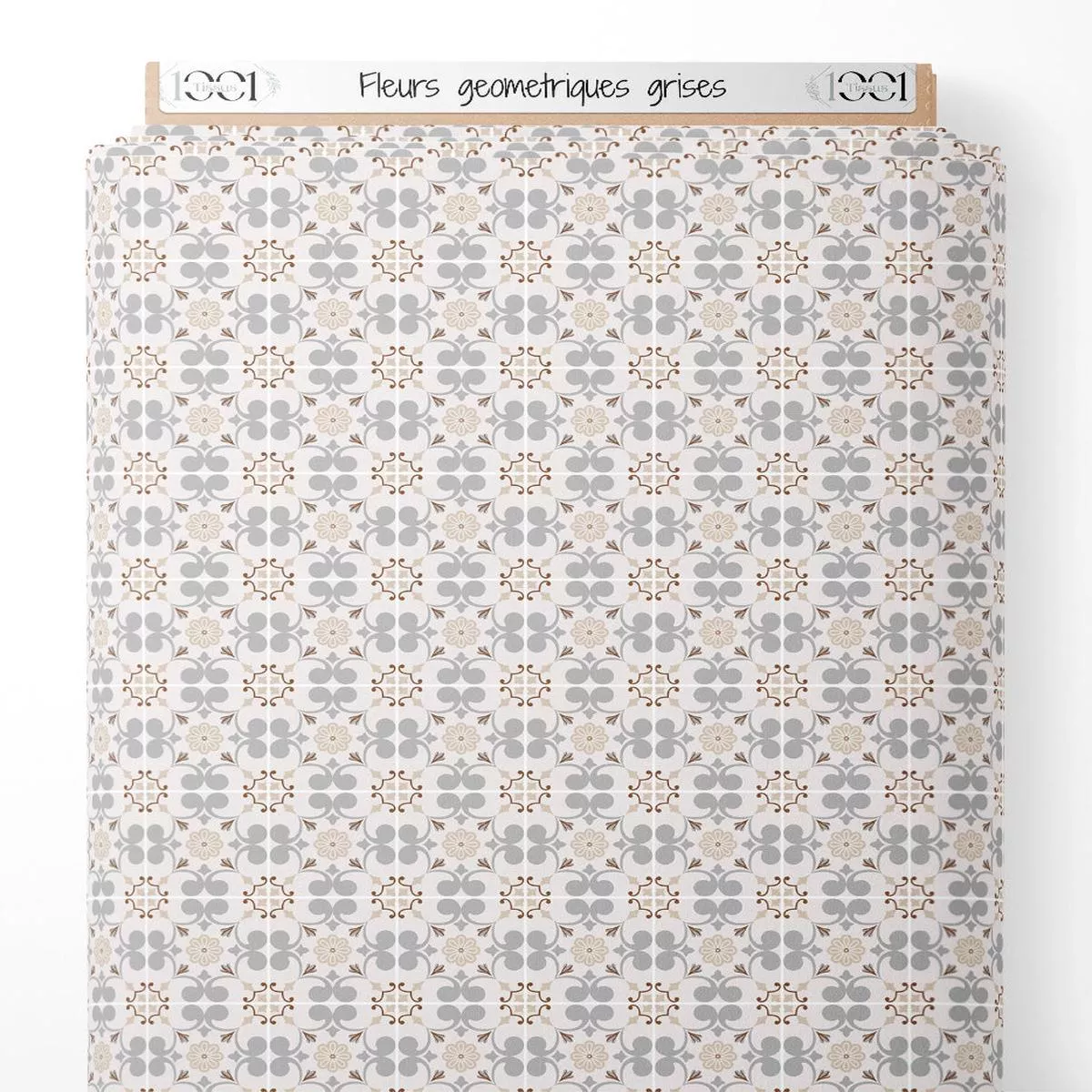 tissu-fleurs-gomtriques-grises Tissu – Fleurs gomtriques grises