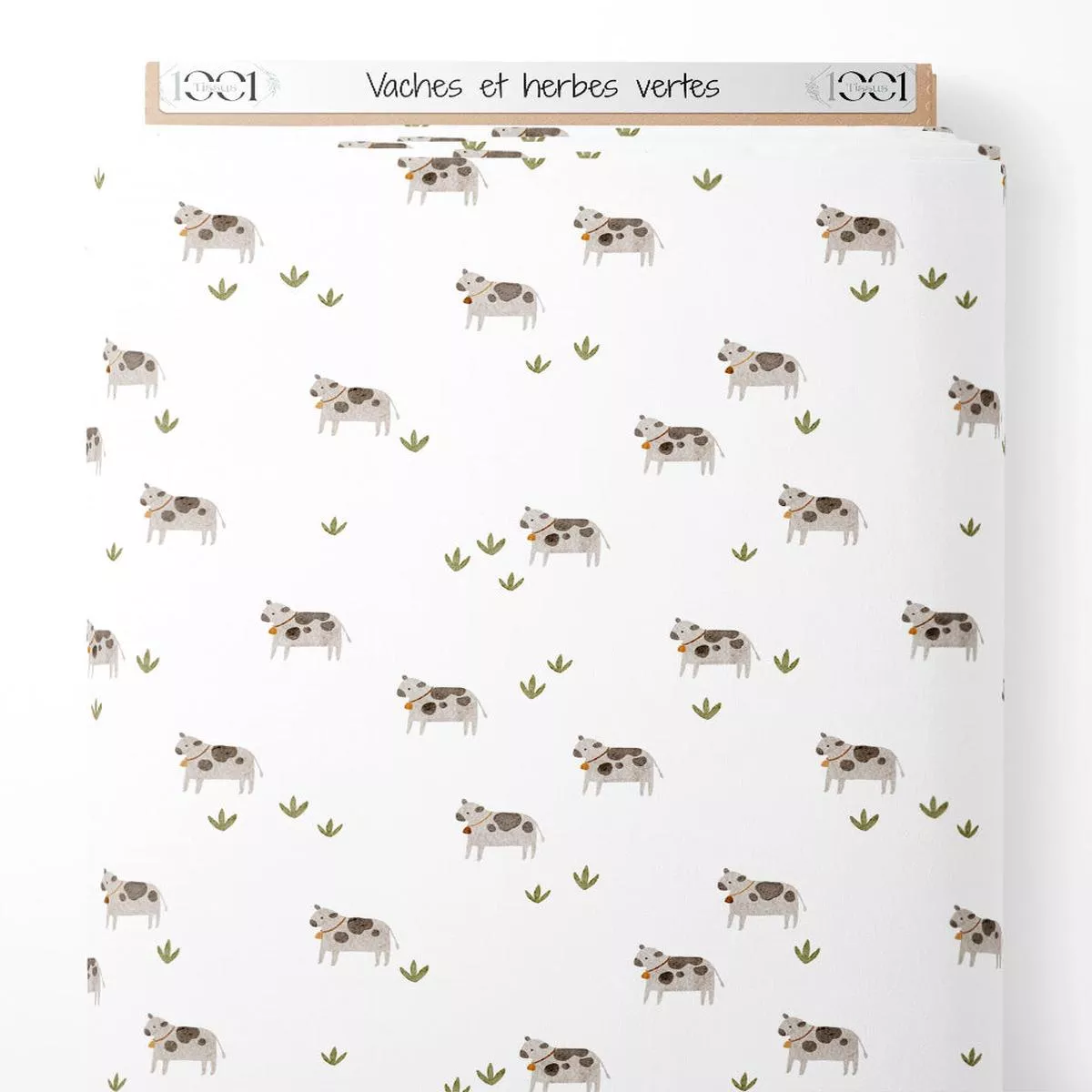 tissu-vaches-et-herbes-vertes Tissu – Vaches et herbes vertes