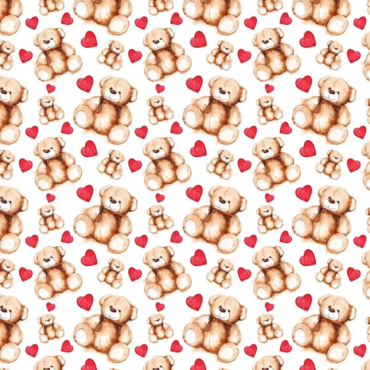 tossed-lovely-teddy-bear-hearts-fabric Tossed Lovely Teddy Bear & Hearts Fabric