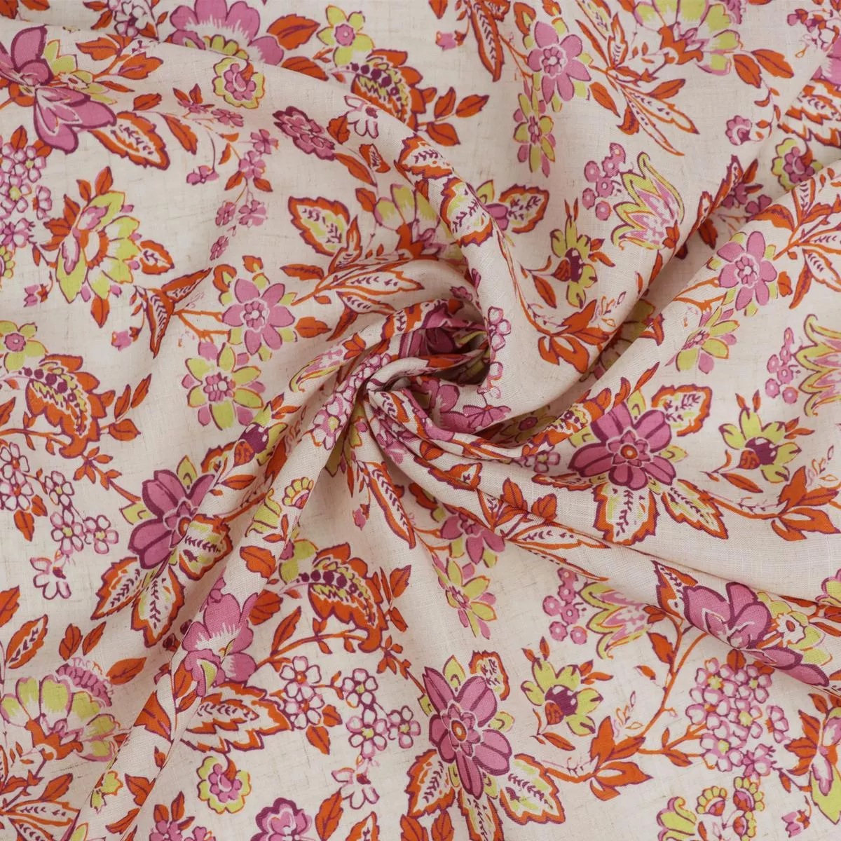 viscose-linen-pink-orange-block-print-floral Viscose Linen – Pink + Orange Block Print Floral