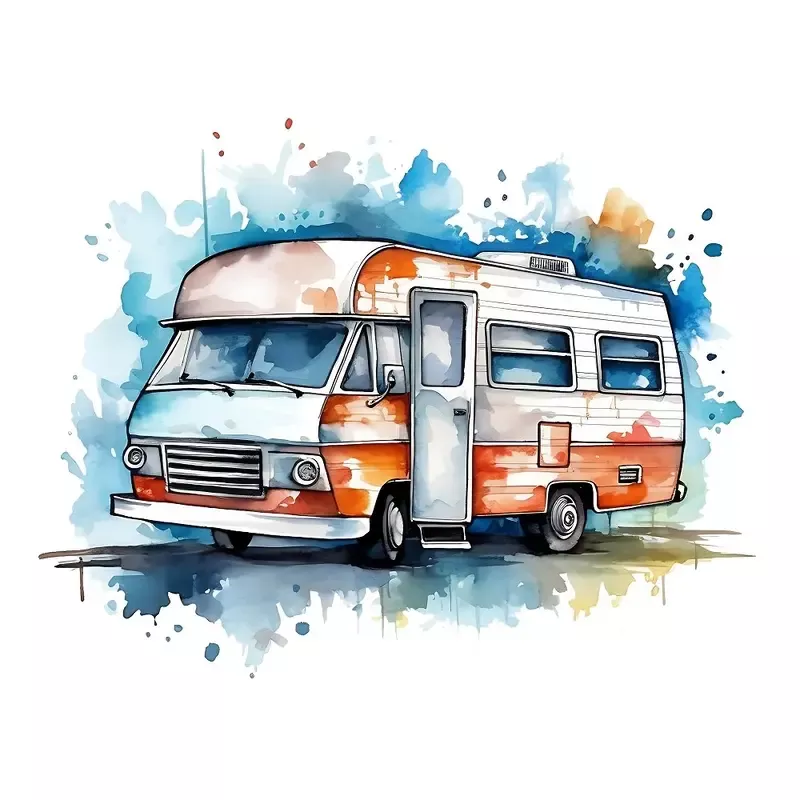Watercolor Camping #8 Fabric Panel