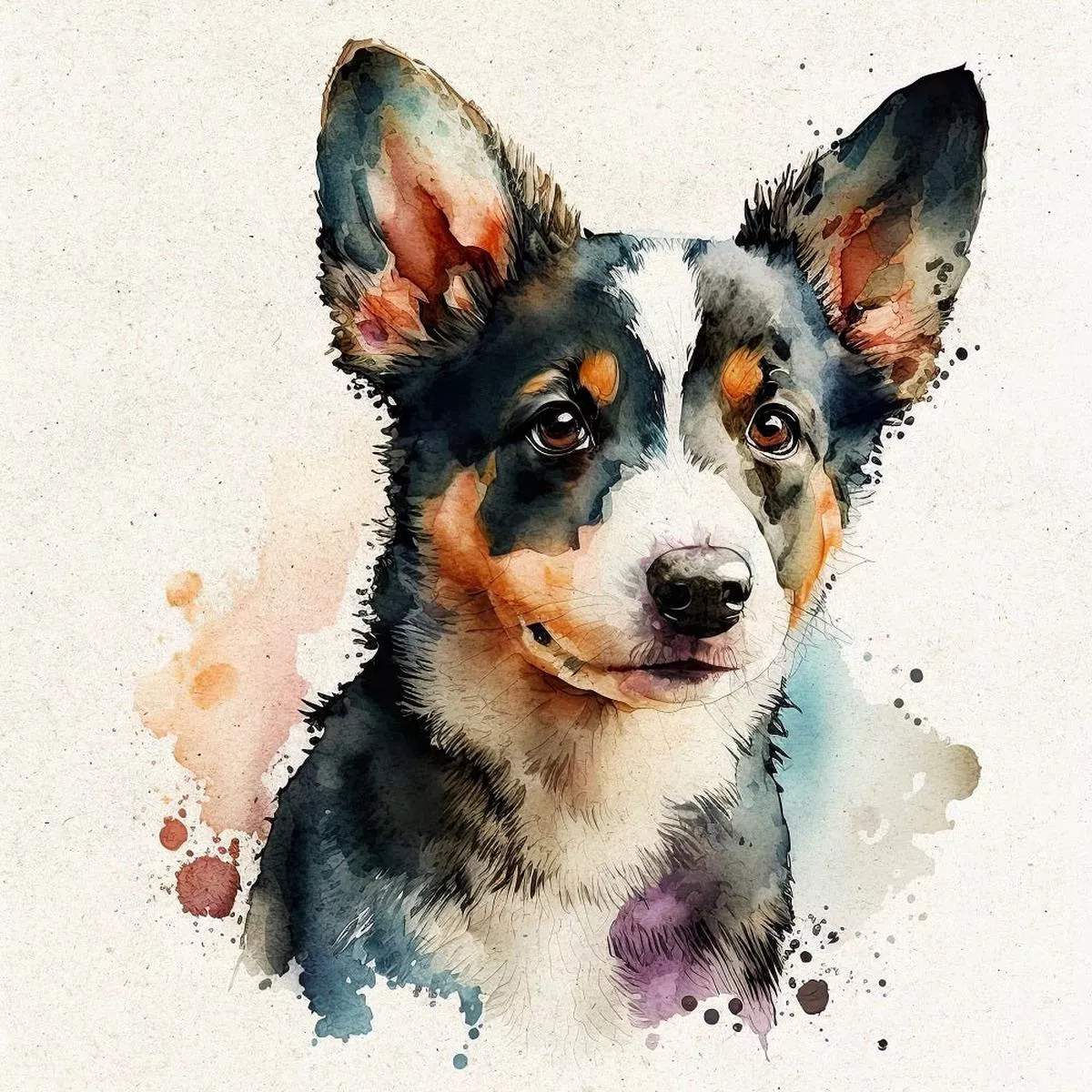 watercolor-corgi-portrait-fabric-panel Watercolor Corgi Portrait Fabric Panel