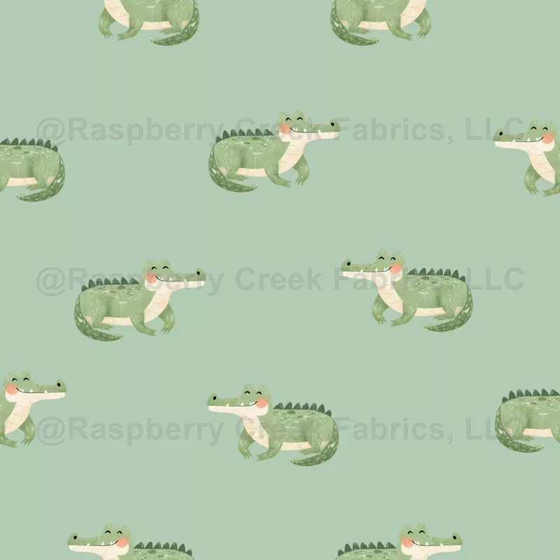 Watercolor Crocodiles on Light Green