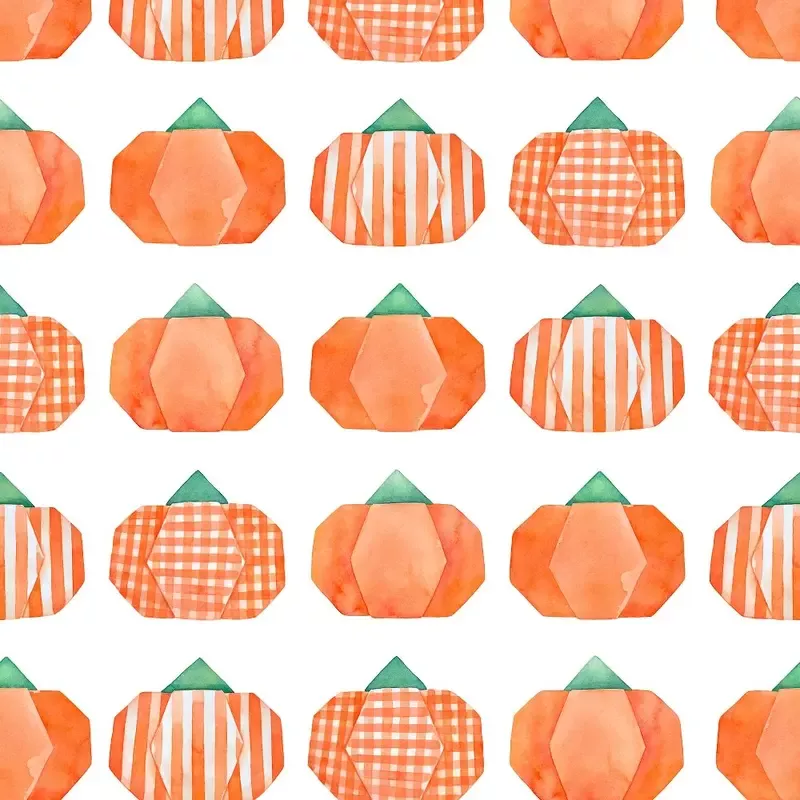 watercolor-origami-pumpkins-fabric Watercolor Origami Pumpkins Fabric
