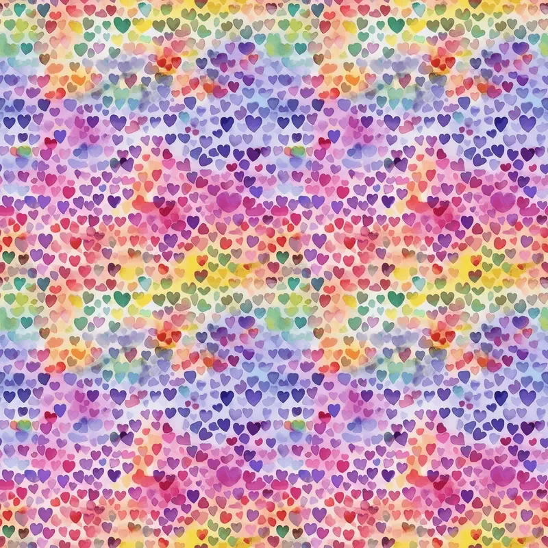 watercolor-rainbow-hearts-pattern-12-fabric Watercolor Rainbow Hearts Pattern #12 Fabric