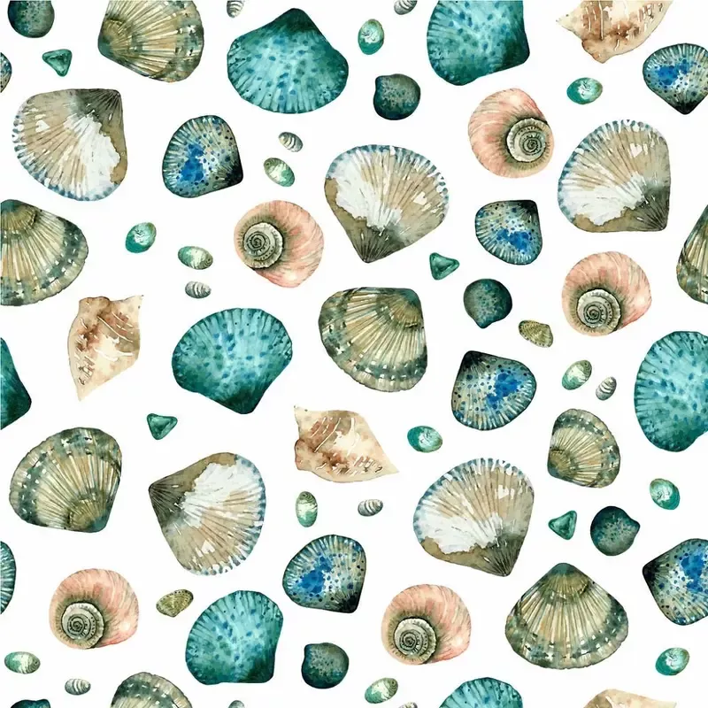 watercolor-seashells-fabric Watercolor Seashells Fabric