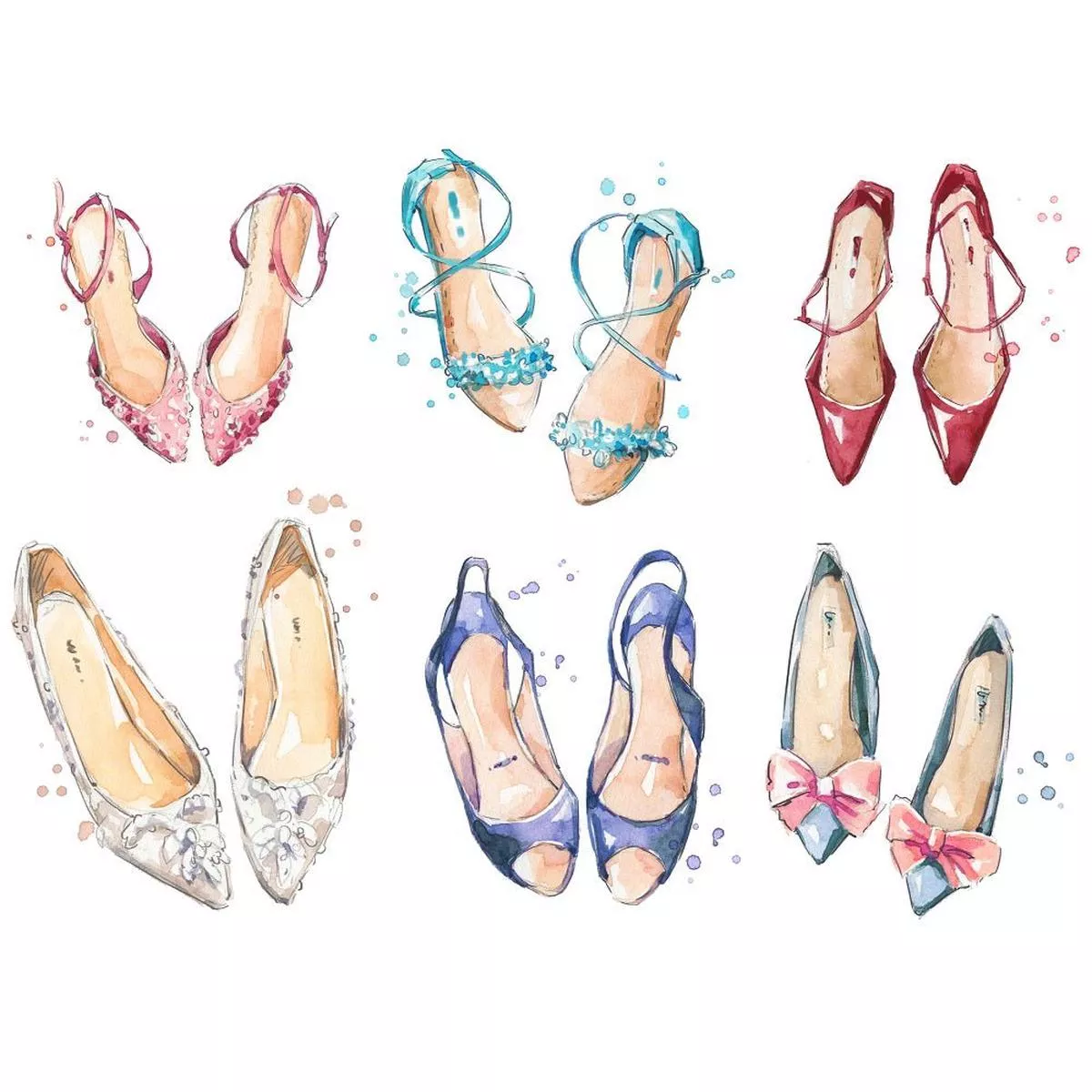 watercolor-shoes-fabric-panel Watercolor Shoes Fabric Panel