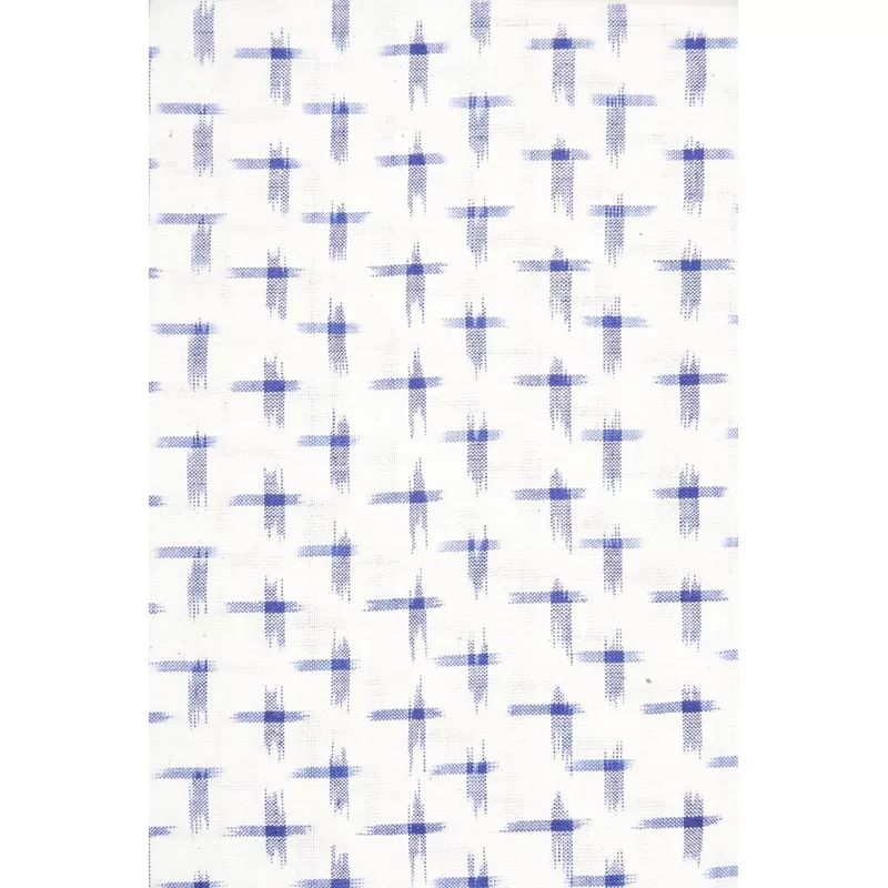 White Blue 011 Cotton Ikat