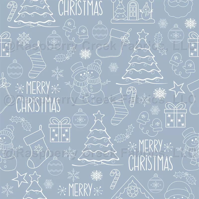 White Christmas Outlines on Light Gray Blue – small