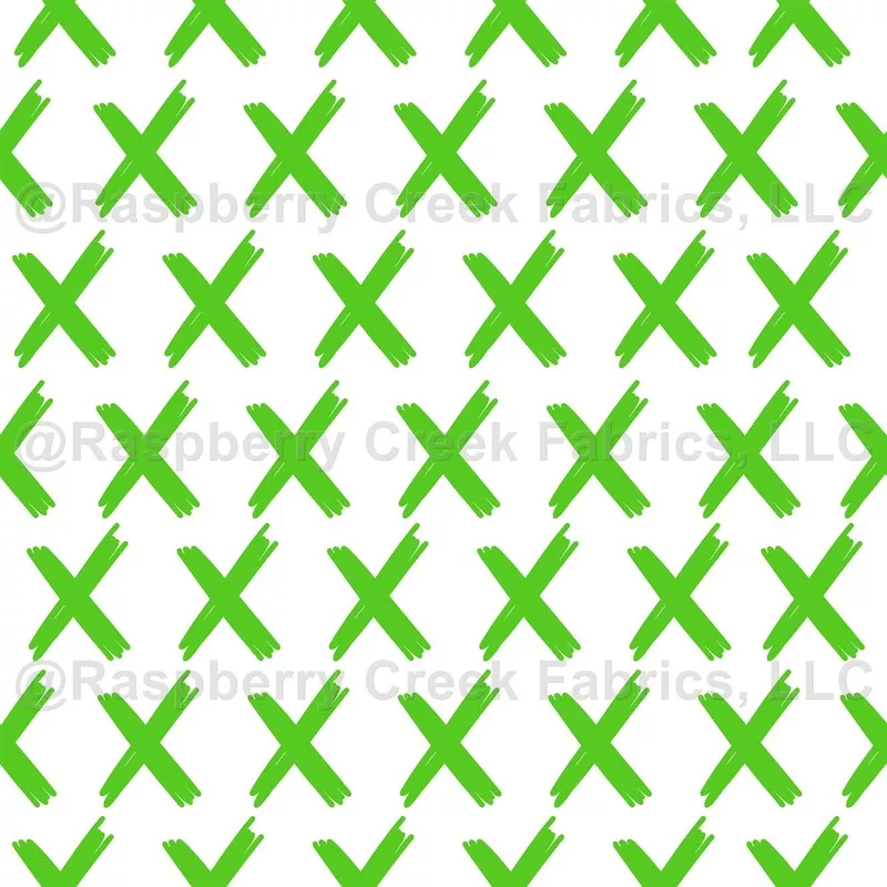 X’s Allover – Grass Green on White – small